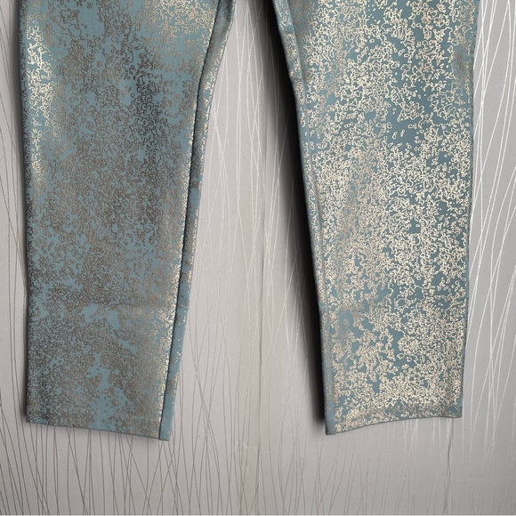Soft Surroundings Pants Women’s Medium Palladium Blue Gold Patterned Ponte - Picture 4 of 10